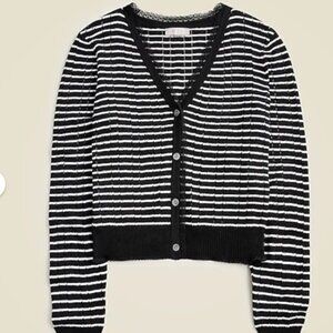 JCREW V Neck Striped Cardigan, Medium Size